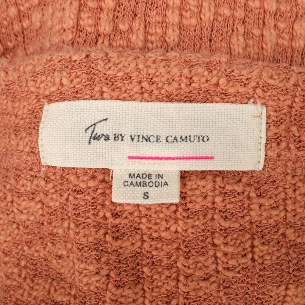 Two by Vince Camuto Sweater Womens Small Orange Cardigan Stretch Cotton V Neck